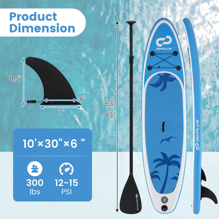 Goplus Small Inflatable Sup Board, Portable Paddle Board With 5d Rings Stand Up Paddle Board For Youth & Adult Blue