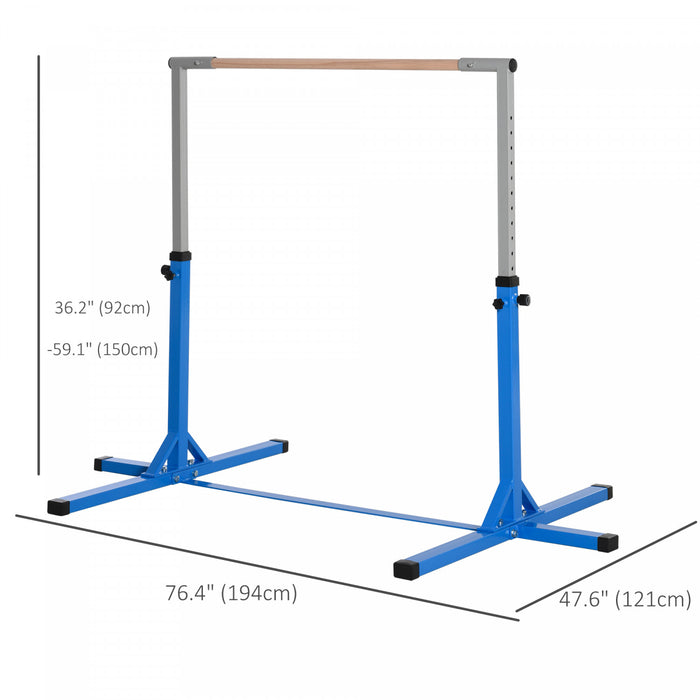 Soozier Professional Gymnastics Bar For Kids, Toddler Home Gymnastics Equipment With 13-level Adjustable Height, Gym Fitness, Blue