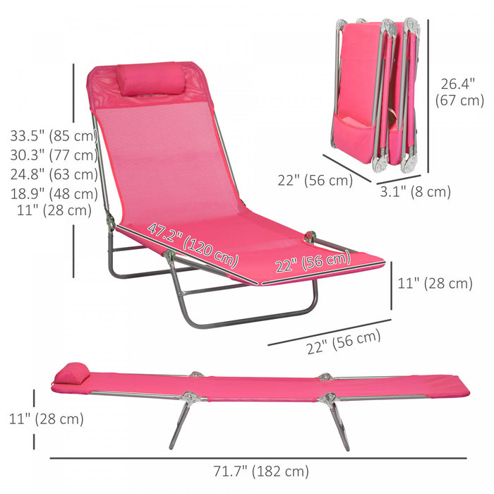 Outsunny 2-piece Folding Chaise Lounge, Reclining Sun Tanning Chairs, Pink
