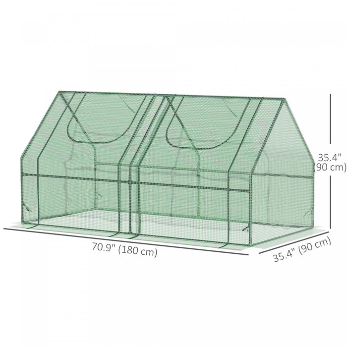 Outsunny 6' X 3' X 3' Mini Greenhouse With 2 Pe/plastic Covers, Dark Green