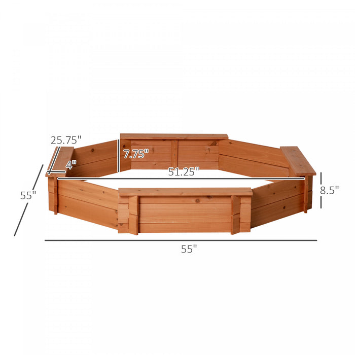 Kids Sandbox With Cover And Seat, Outdoor Children Sand Playset For Backyard, Boys And Girls, Red, 55\" X 55\" X 8.5\"