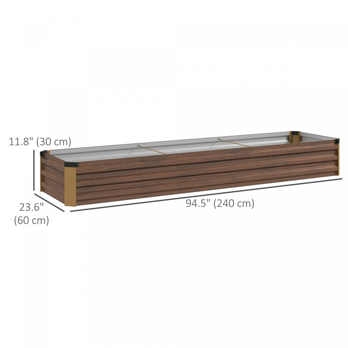 Outsunny 8x2x1ft Raised Garden Bed Large Galvanized Elevated Planter Box