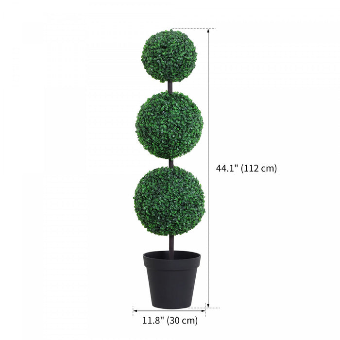 Outsunny Artificial Boxwood Topiary Tree Set of 2, Faux Boxwood Ball Tree