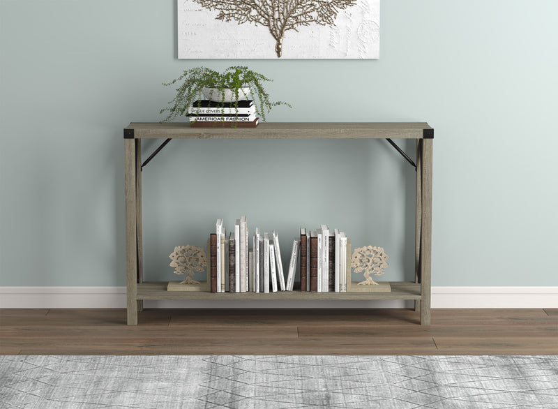 46” Console Table With 1 Shelf - Dark Taupe With Black Metal