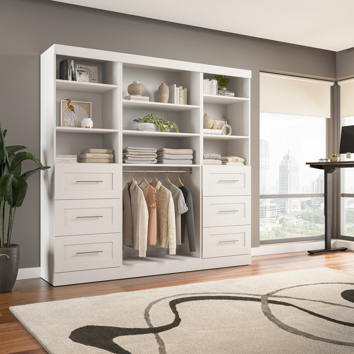 Bestar Pur 86 W Closet Organization System with Drawers - White