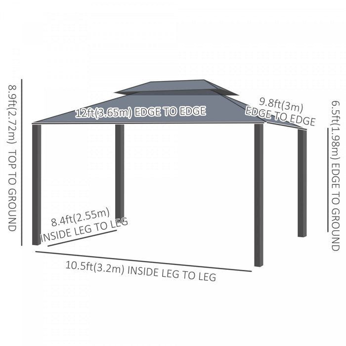 Outsunny 10' X 12' Hardtop Gazebo Outdoor Aluminum Gazebo For Patio Brown