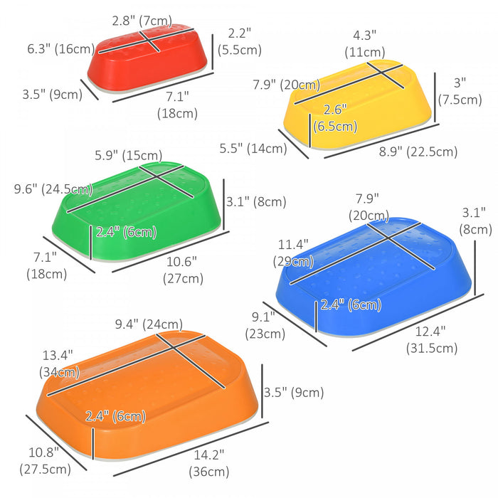 Outsunny Stepping Stones Kids, 5pcs Balance Stepping Stones For Kids, Obstacle Course Sensory Play River Stones Indoor Outdoor Games For 3-8 Years Old, Stackable