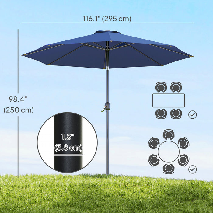 Outsunny 10' X 8' Round Market Umbrella, Patio Umbrella, Blue