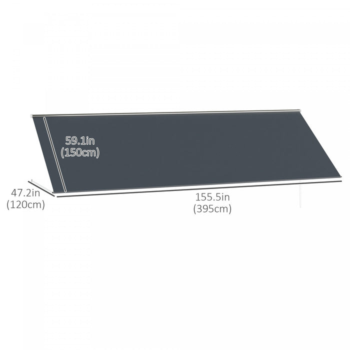 Outsunny 13' X 4' Retractable awning For Doors And Windows, Dark Gray