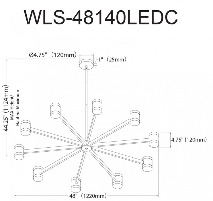 Dainolite Wilson Chandelier 140w Aged Brass White Acrylic Diffuser Lamp