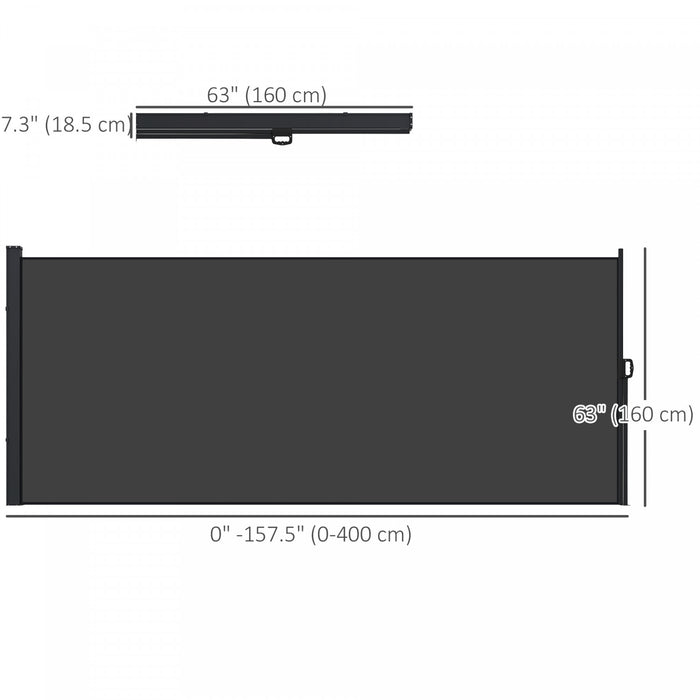 Outsunny 13' X 5' Retractable Side Awning, Garden Privacy Screen, Black