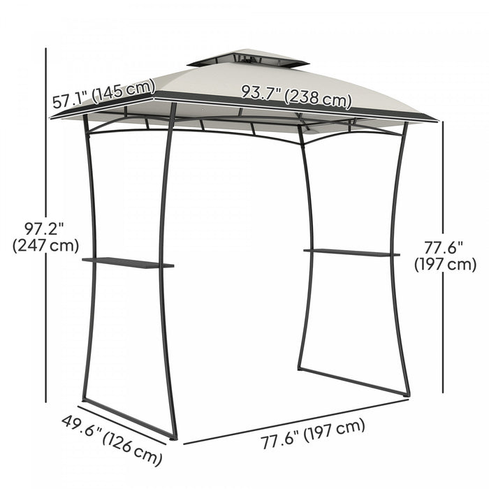 Outsunny 8' X 5' Grill Gazebo, Double Tiered Barbecue Gazebo, Light Grey