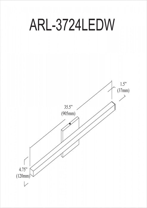 Dainolite Arandel Vanity Light 24w LED Polished Chrome Frosted Acrylic Diffuser Lamp