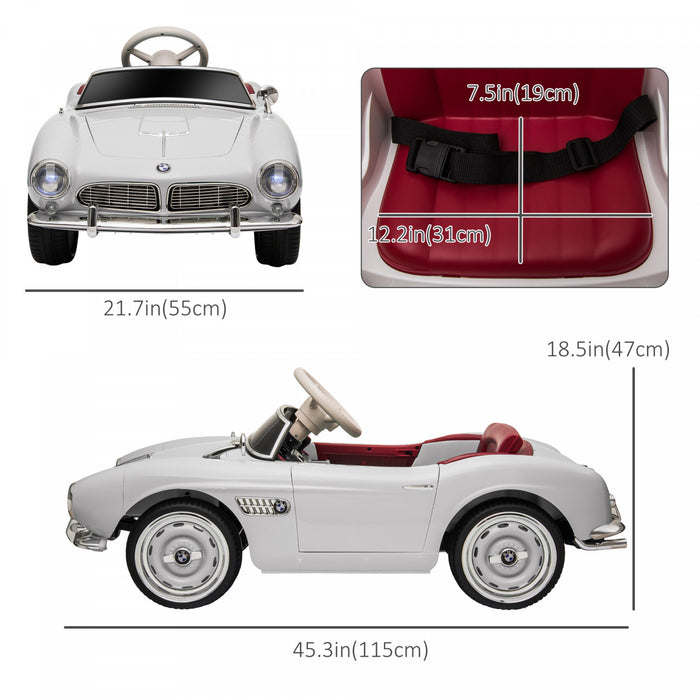 Aosom 12v Electric Ride On Car For Kids With Remote Control, Battery Powered Ride-On Electric Vehicle With Easy Transport, Lights, Mp3, Suspension System, White