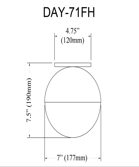 Dainolite Dayana 1 Light Flush Mount Incandescent Matte Black White Glass Lamp