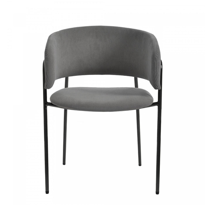 Ethan Set of 6 Modern Corduroy Upholstery Side Chair with Angled Legs and Adjustable Feet,Grey Dining Chair