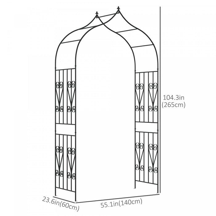 Outsunny 8.7ft Garden Arch Trellis With Scrollwork Wedding Arbor For Roses