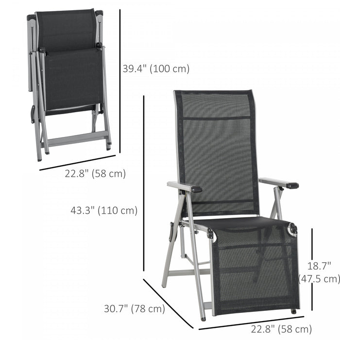Outsunny Foldable Lounge Chair With Adjustable Backrest & Footrest, Black
