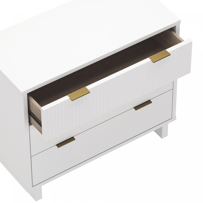 Elara Contemporary 38\" Solid Wood Dresser in White (3-Drawer)