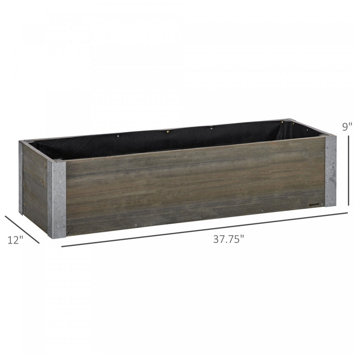 Outsunny 38\" X 12\" Raised Garden Bed Elevated Wooden Planter Box Outdoor For Backyard, Patio To Grow Vegetables, Herbs, And Flowers, Light Grey