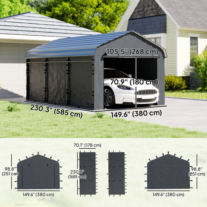 Outsunny Carport Replacement Canopy Cover Sidewalls for 12' x 20' Carport