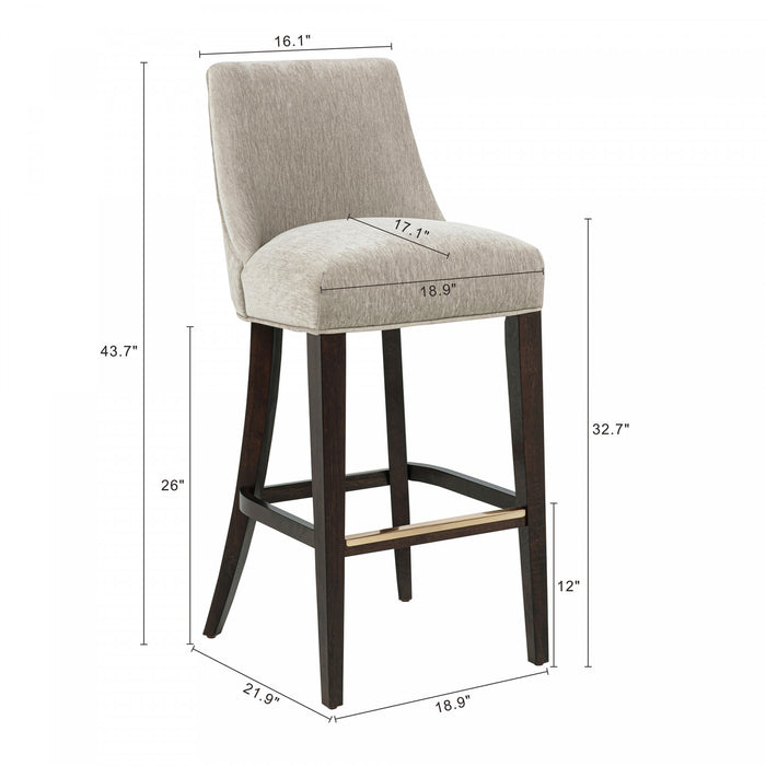 Beever Modern Wood Upholstered Chenille Barstool in Taupe