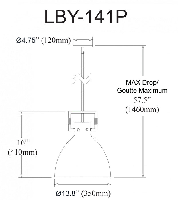 Dainolite Liberty 1 Light Pendant Polished Chrome Finish Lamp
