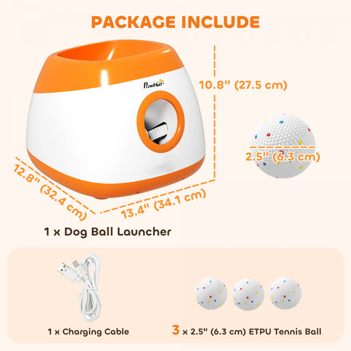 PawHut Upgraded 26-59-79ft Large Big Automatic Dog Ball Launcher for Large Medium Dogs, Outdoor Ball Launcher with 3* 2.5inch ETPU Tennis Play Toys, Interactive Dog Toys