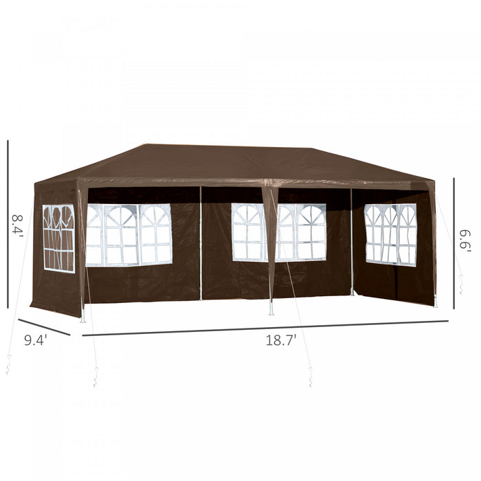 Outsunny 18.7' x 9.4' Party Tent, Garden Canopy Event Shelter, Coffee
