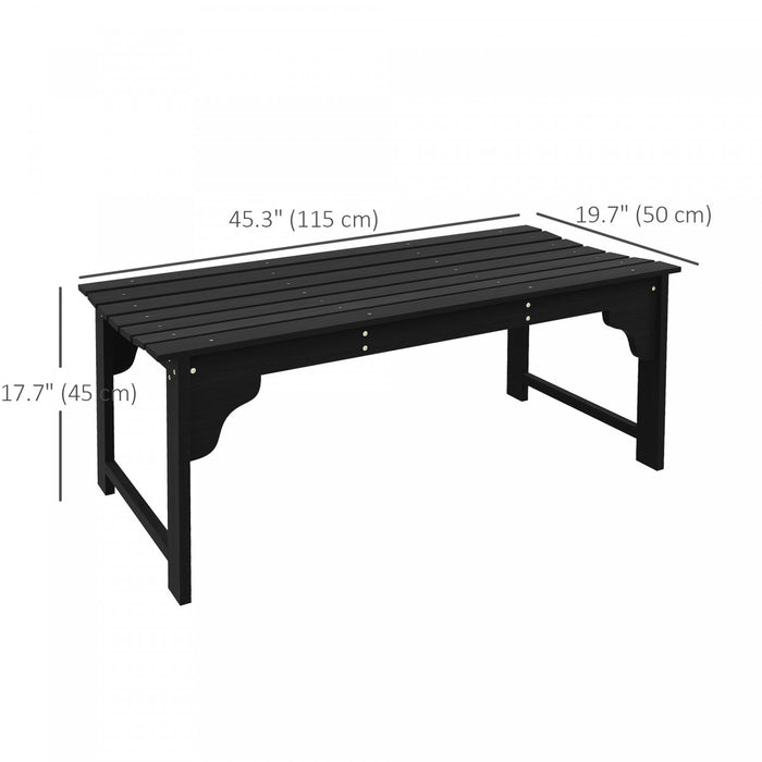 Outsunny Wooden Garden Stool with Slatted Seat Front Porch Bench, Black