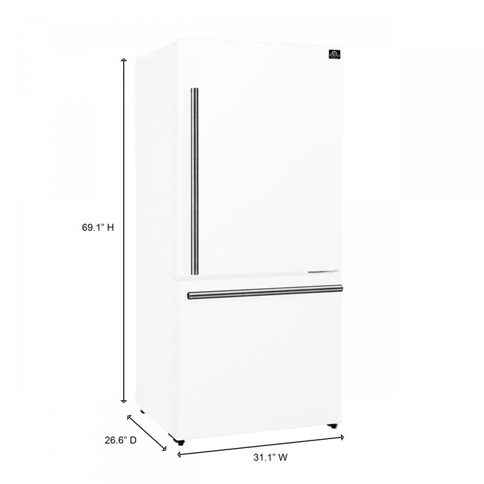 Forno Milano Espresso 31 Inch Bottom Freezer, White, 17.2 cu.ft. - FFFFD1785-31WHT