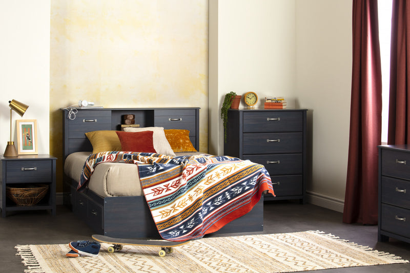 Ulysses Storage Bed And Bookcase Headboard Set Blueberry - South Shore