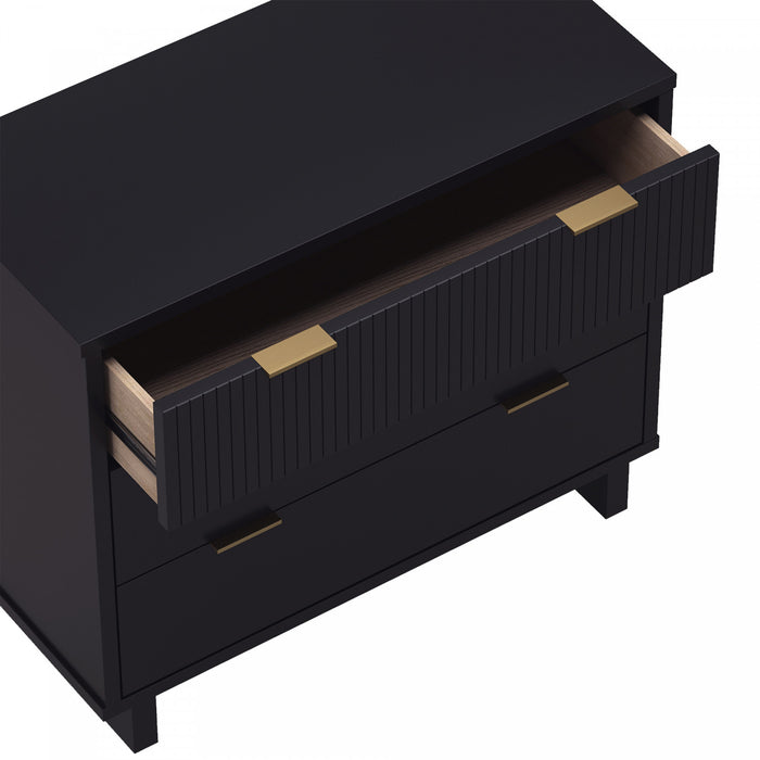 Elara Contemporary 38\" Solid Wood Dresser in Black (3-Drawer)