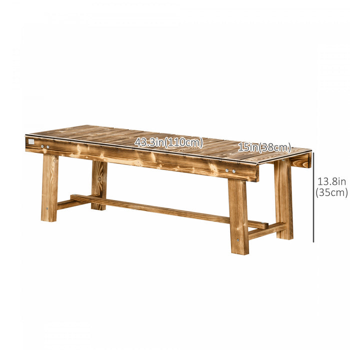 Outsunny 43.25\" Outdoor Wood Garden Bench Double Seat Carbonized