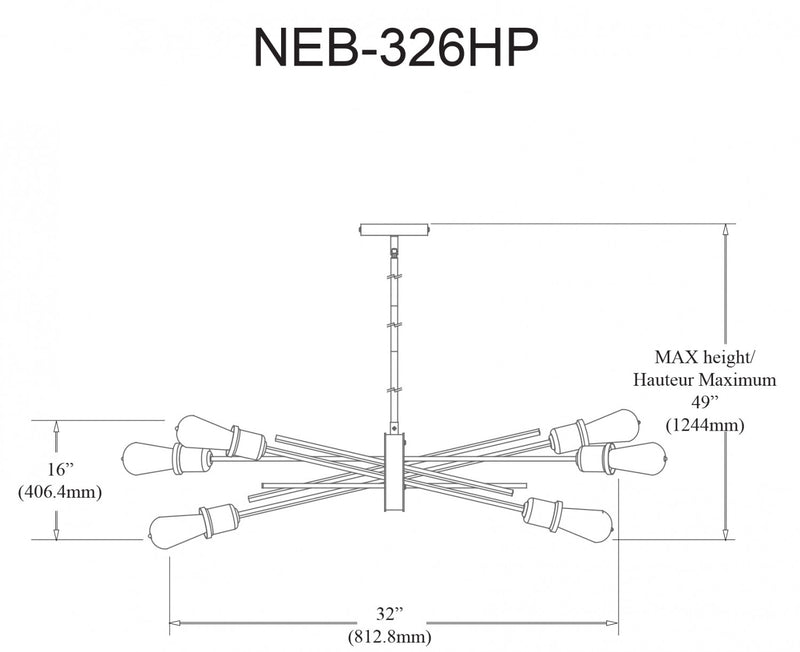 Dainolite Nebraska 6 Light Horizontal Pendant Espresso Finish Lamp