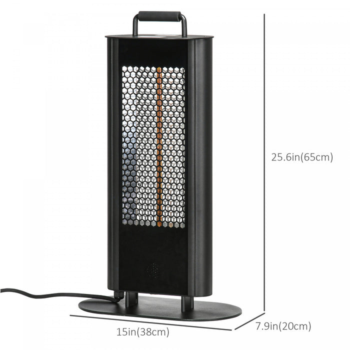 Outsunny Electric Patio Heater With Ultra-low Glare And 6 Heat Settings, 1200w Aluminium Alloy Freestanding Infrared Heater With Infrared Remote Control, Black
