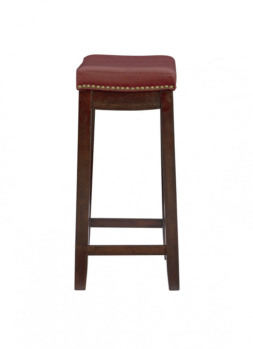 Claridge Faux Leather Backless Counter-Height Stool - Red