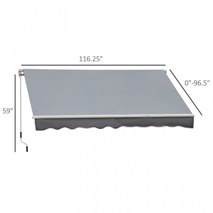 Outsunny 10' X 8' Manual Retractable Awning Shelter W/ Crank, Grey