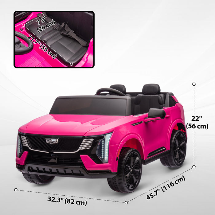 Qaba 2-seater Powered Ride-On Truck, 12v Cadillac Escalade Licensed Battery Powered Kids Electric Car With Remote Control, 4 Spring Suspension Wheels, Lights, Music Horn, For 3-8, Pink