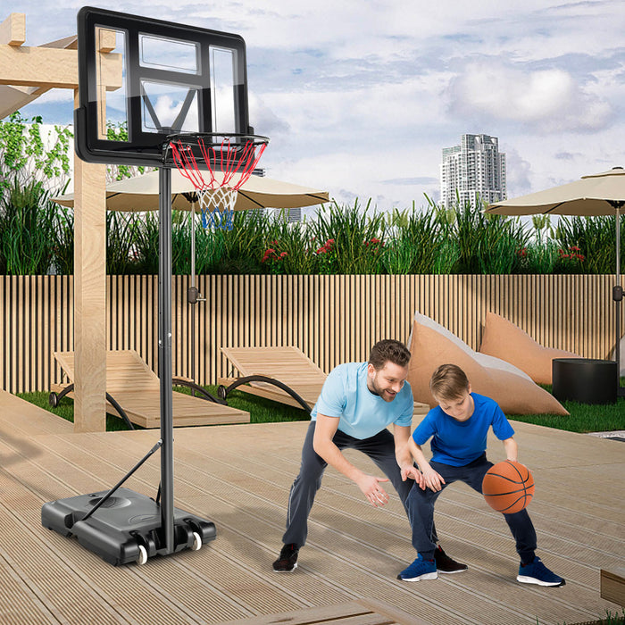 Costway 4.25-10ft Portable Adjustable Basketball Hoop System With 44\" Backboard 2 Nets
