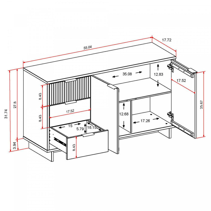 Granville Modern 55\" Sideboard in Light Gray Buffet