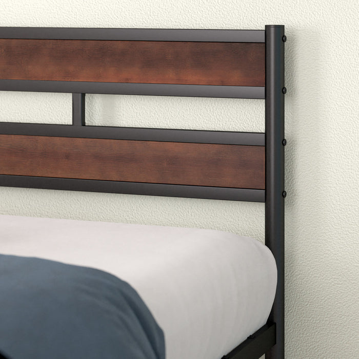 Roman Bamboo and Metal Platform Bed with Headboard - Twin Size