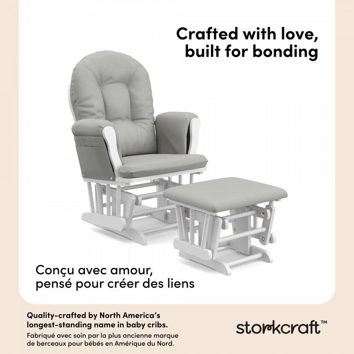 Storkcraft Hoop Glider and Ottoman - White/Light Gray
