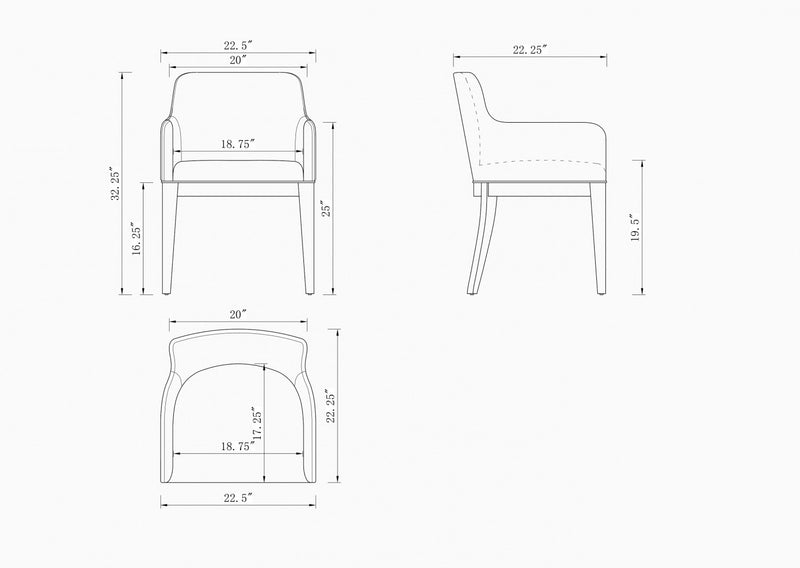 Gansevoort Modern Wood Vegan Leather Armchair in Ivory - Set of 2