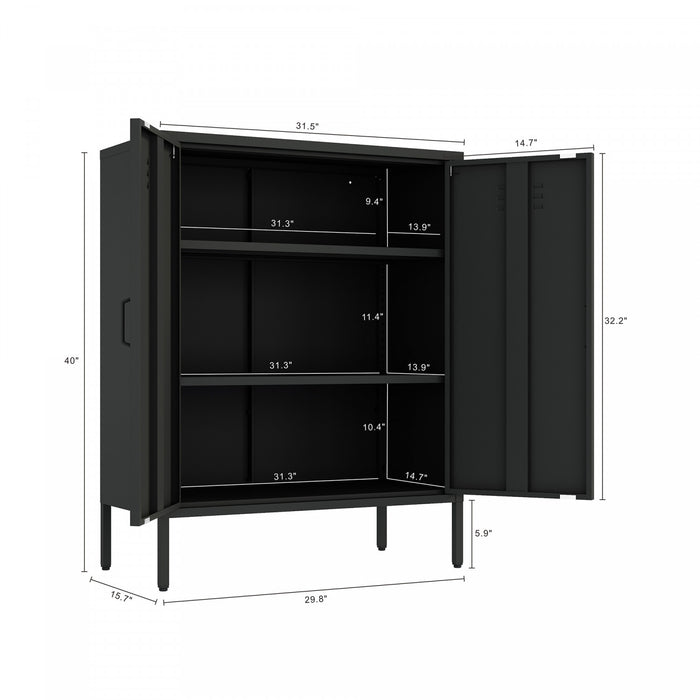 Naomi Modern 32\" Metal Accent Cabinet in Black