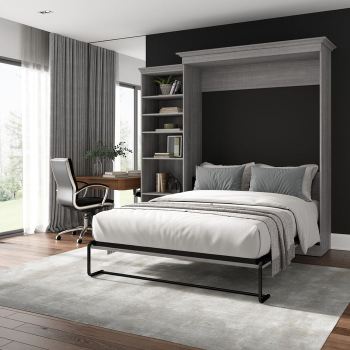 Bestar Versatile Queen Murphy Bed with Closet Organizer (92 W) - Platinum Grey