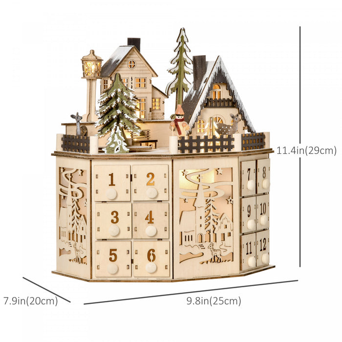 Homcom Christmas Advent Calendar With Countdown Drawers For Kids And Adults