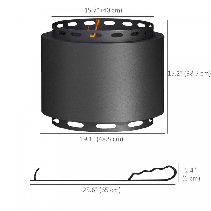 Outsunny Smokeless Fire Pit, 19\" Portable Wood Burning Firepit, Black