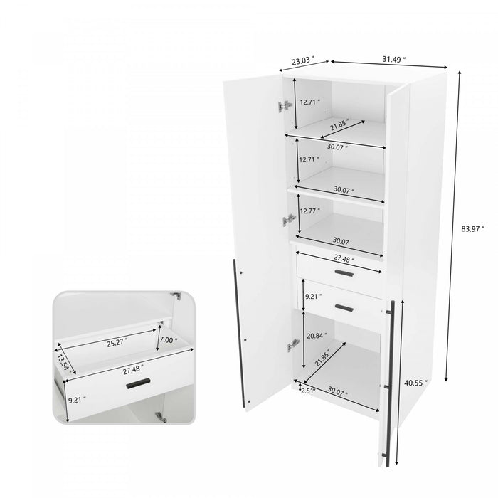 Lee Modern 32\" Wardrobe Closet in White - Set of 2 Armoire