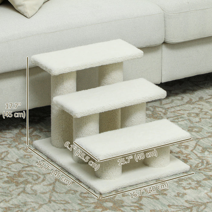 Pawhut 3-step Multi-level Carpeted Cat Scratching Post Pet Stairs, Light Brown